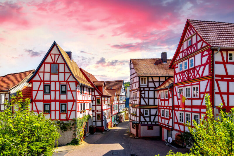 Fachwerkhäuser in Hessen – historische Altstadt mit traditioneller Architektur in Deutschland.