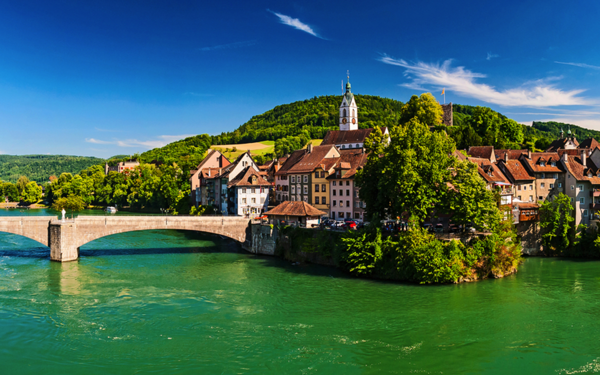 Zwillingsstadt Laufenburg am Hochrhein an der Grenze von Deutschland und der Schweiz