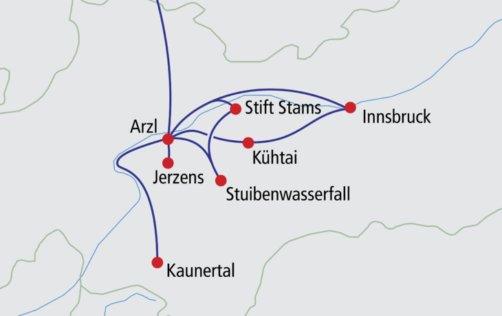 Karte Ausflugsziele Pitztal