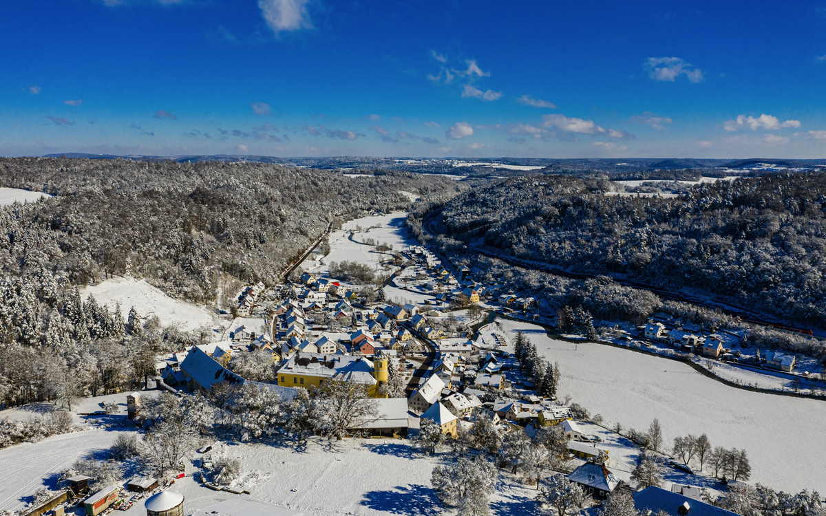 Luftbild von Möhren im Naturpark Altmühltal