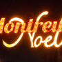 Leuchtendes Montreux Noël Schild bei Nacht.