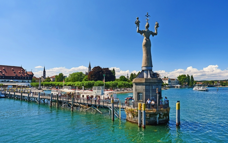 Hafen von Konstanz mit der Imperia-Statue.